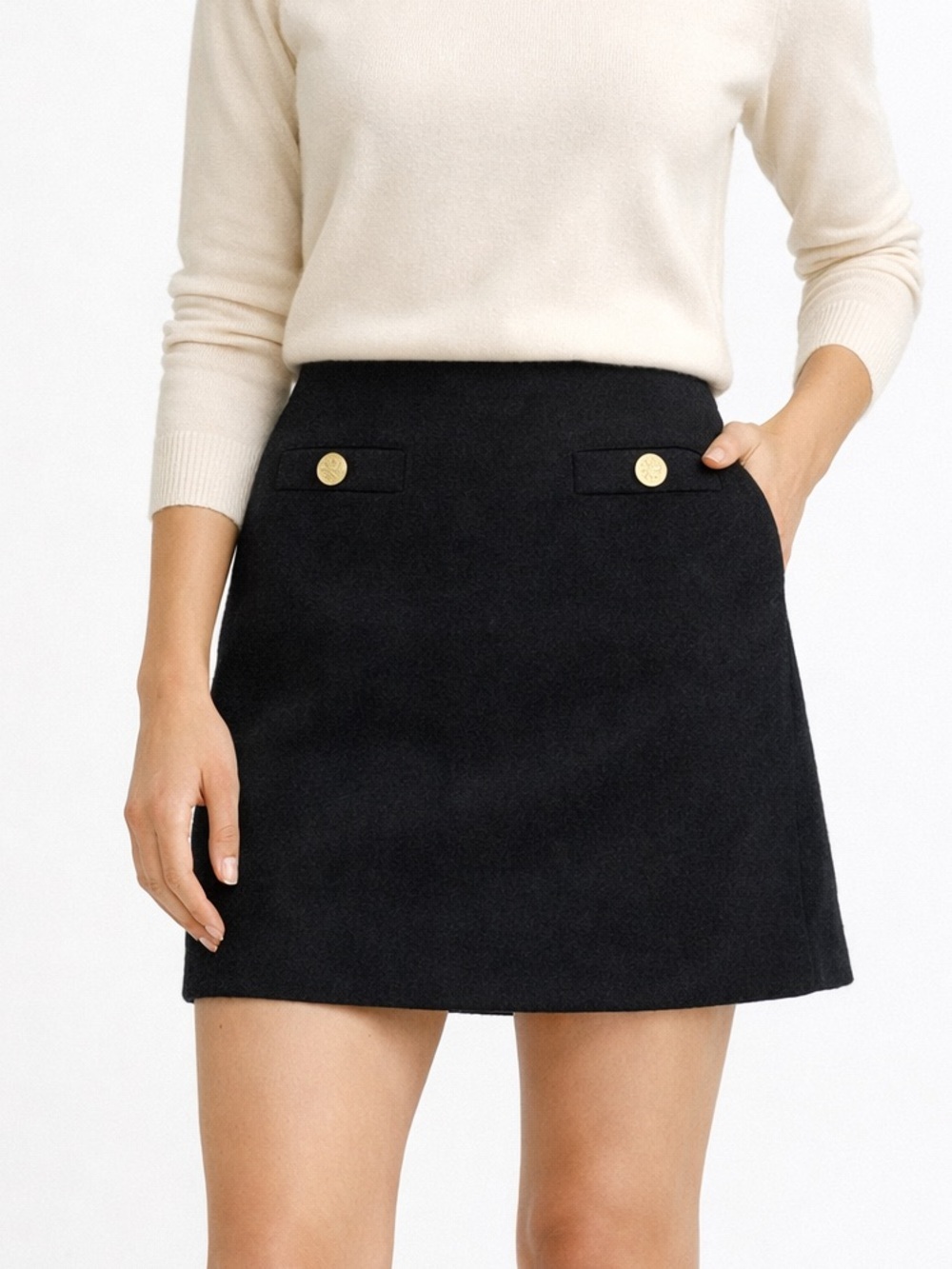 J. CREW Textured mini skirt in Black Size L
